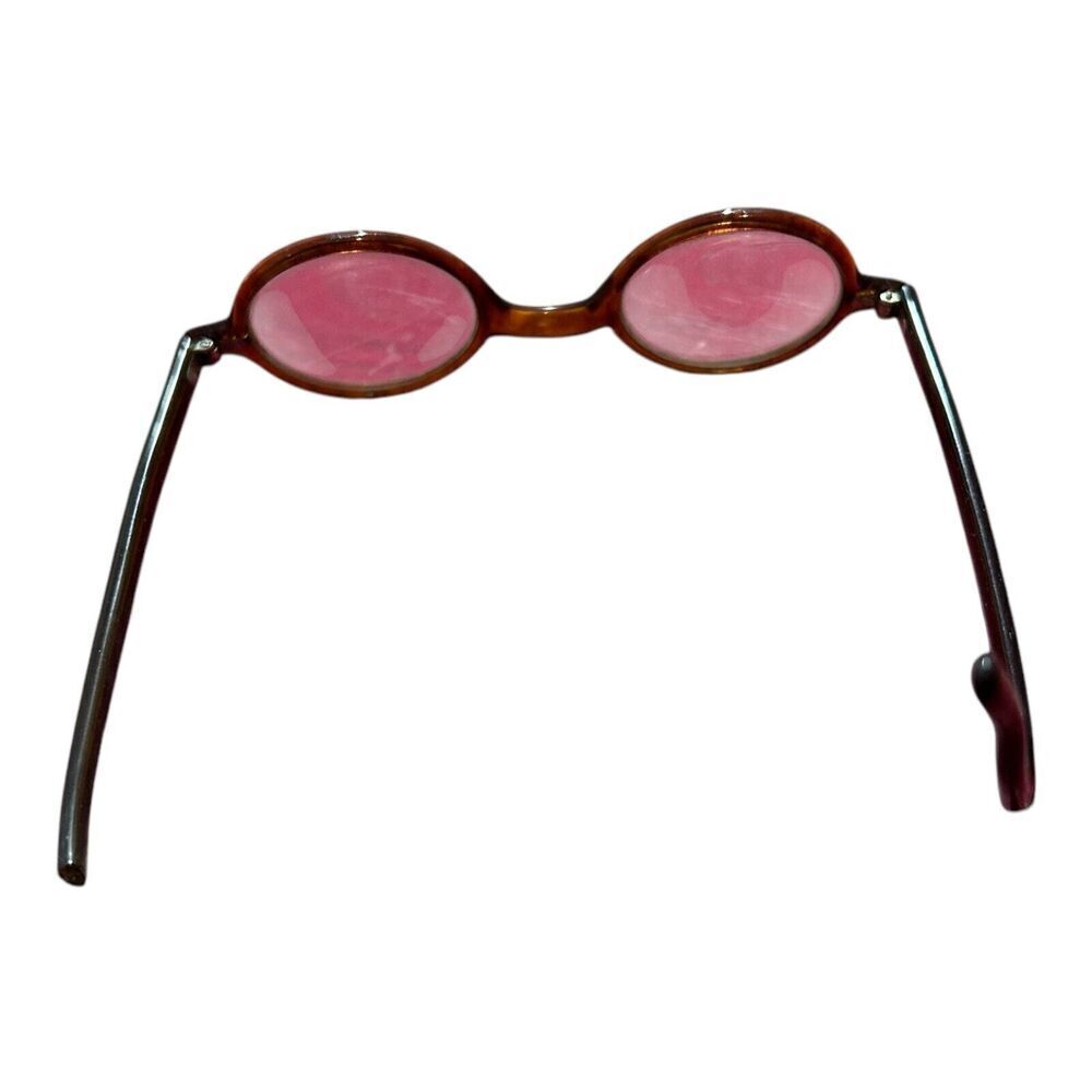 2 Pair Vintage Round Eye Glasses Black And Brown Harry Potter Resemblance - Picture 6 of 7